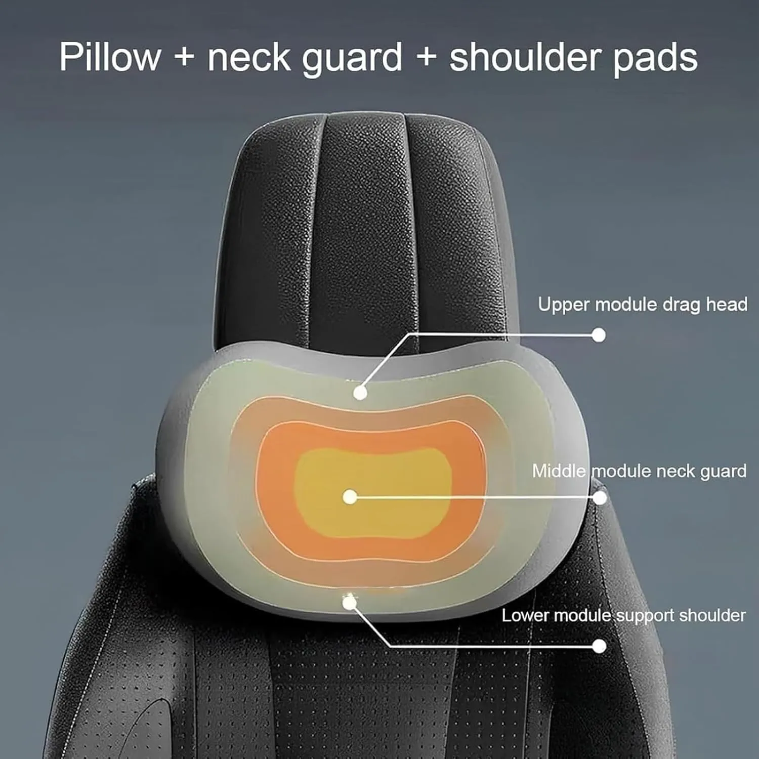 Headrest Lumbar Pillows Car Seat for Dacia Lodgy Duster Ateca Born 2012-2025, Ergonomic Neck Back Support Cushion, Comfortable Breathable Washable Cover, Memory Foam, Gray