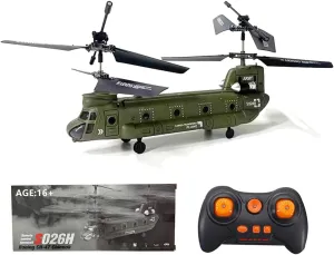Helixsun RC Helicopter Model，S026H Dual-Rotor Transport Aircraft 2.4G RC 3CH Dual-Rotor Multi-Function Military Aerocraft Model (RTF Version/Army Green) ﻿