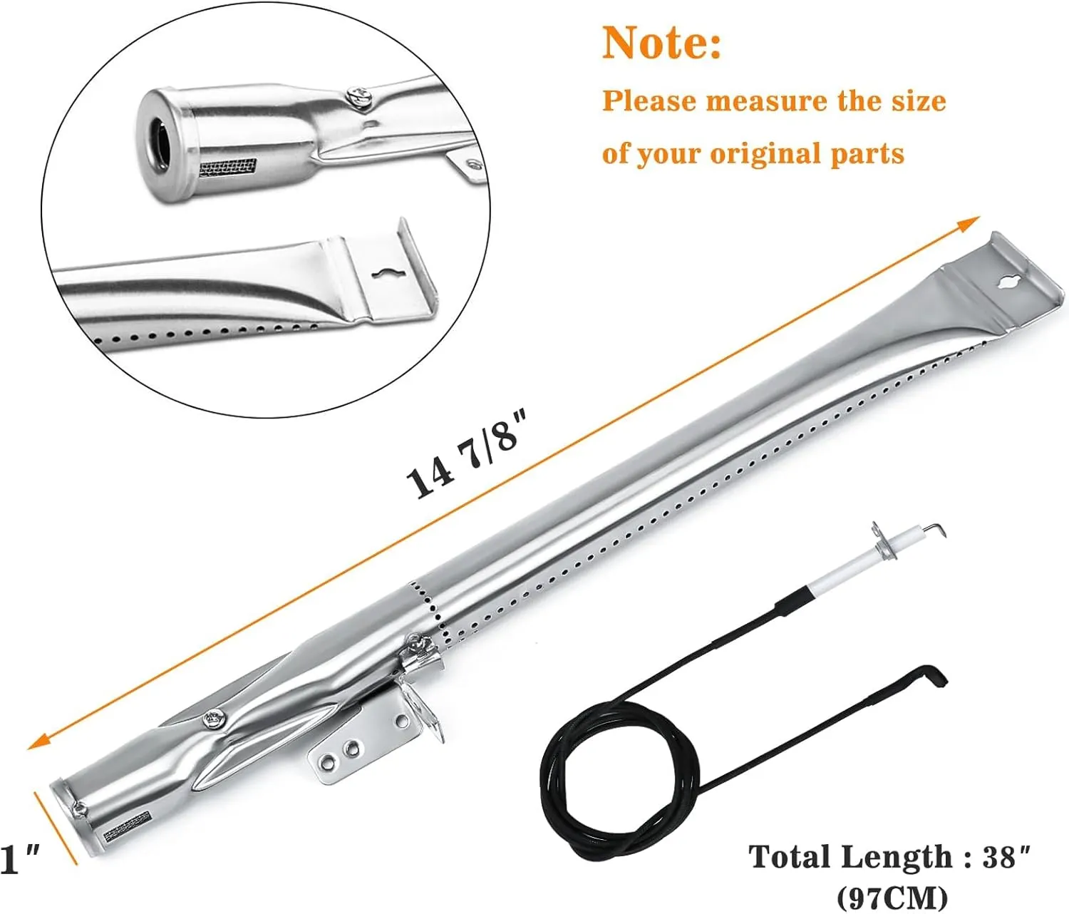 Hisencn Grill Replacement for Home Depot Nexgrill 720-0830H, 720-0830D, 720-0783E, 720-0888, BHG 720-0783H Gas Grill Pipe Burner and Stainless Steel Heat Plates Tent Shield Replacement Kit