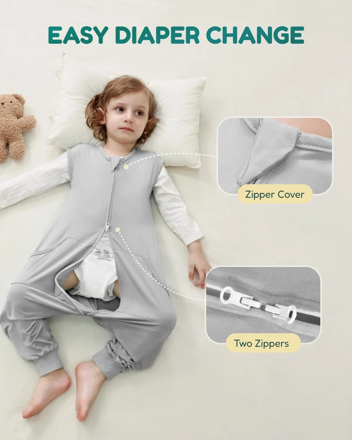 HOMEAL Toddler Sleep Sack with Leg, Sleep Sack with Feet, Baby Sleep Sack 12M-7T