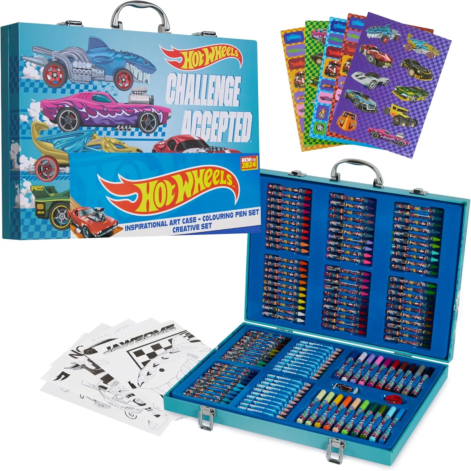 Hot Wheels Colored Pencils Art Supplies 130 pcs Drawing Kit School Supplies Painting Girls Drawing Pencils Art Kit Travel Case with Crayons Arts and Crafts for Kids 4-12