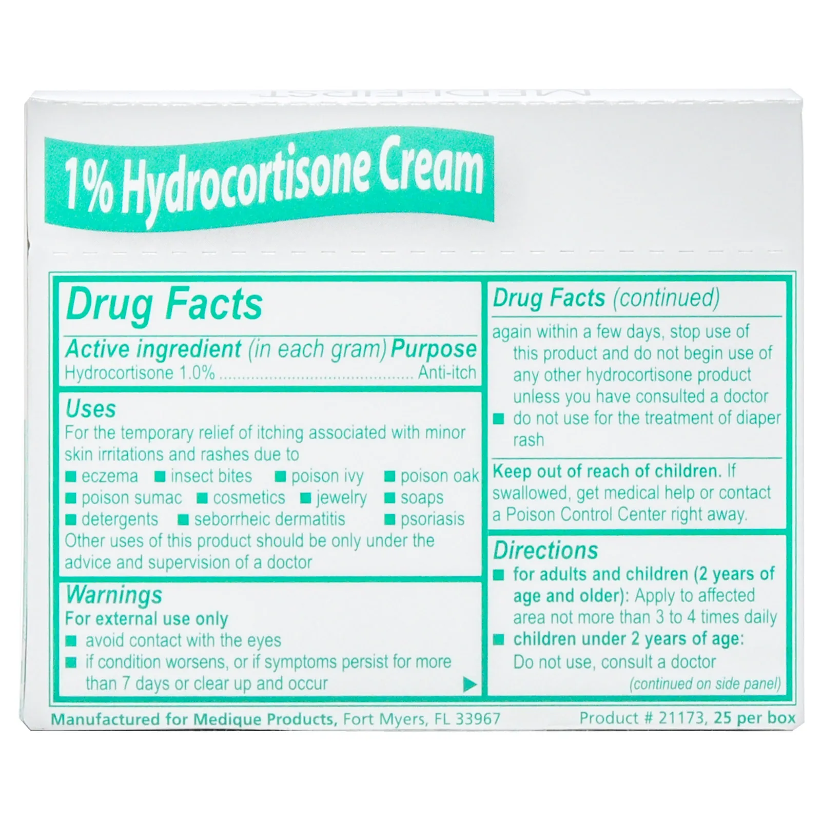 Hydrocortisone Cream Anti-itch 25 Pkts/box