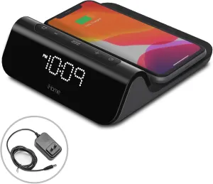 iHome 3-in-1 Magnetic Fast Wireless Charging Clock for Magsafe Enabled Devices, USB-C and USB-A Charging, 25W Total Power Output, Fast Wireless Charing Clock (iW23)