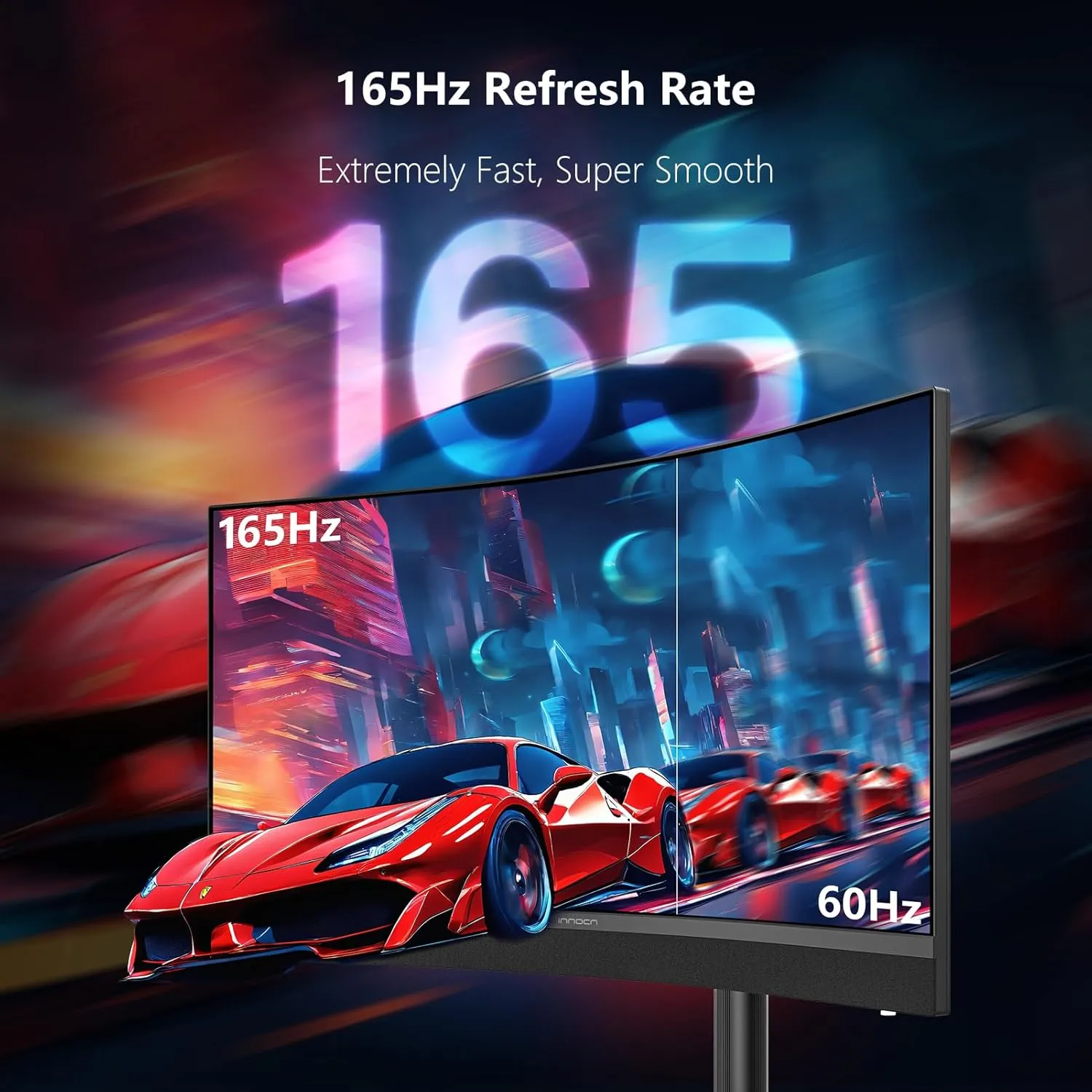 INNOCN 34" Curved Ultrawide Gaming Monitor 3440 x 1440p 165Hz PC Computer Monitor Gamer, USB Type C Power Delivery, HDMI, DP, Built-in 2.1 Stereo Speakers, Charger Pad, Black, 34G1R