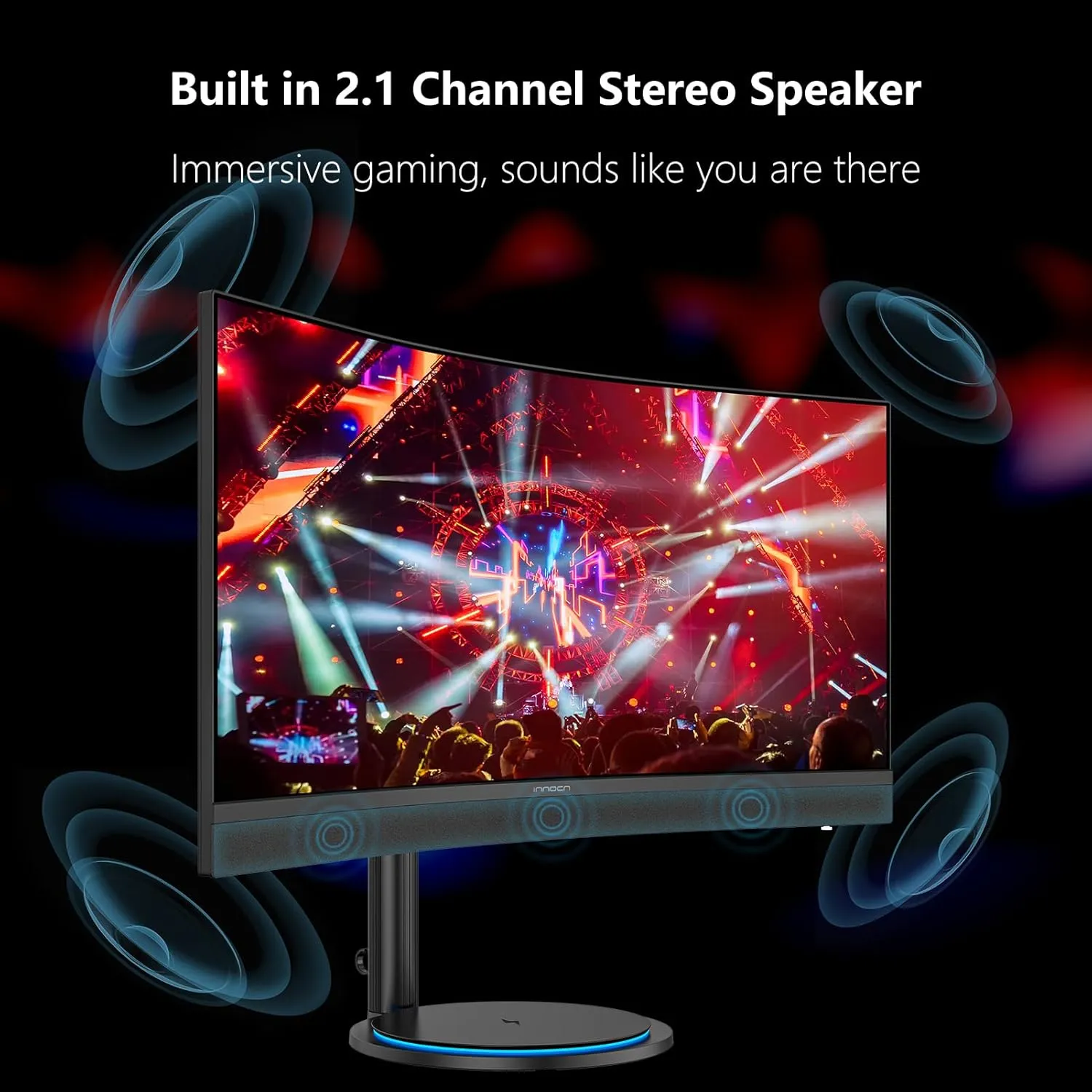 INNOCN 34" Curved Ultrawide Gaming Monitor 3440 x 1440p 165Hz PC Computer Monitor Gamer, USB Type C Power Delivery, HDMI, DP, Built-in 2.1 Stereo Speakers, Charger Pad, Black, 34G1R