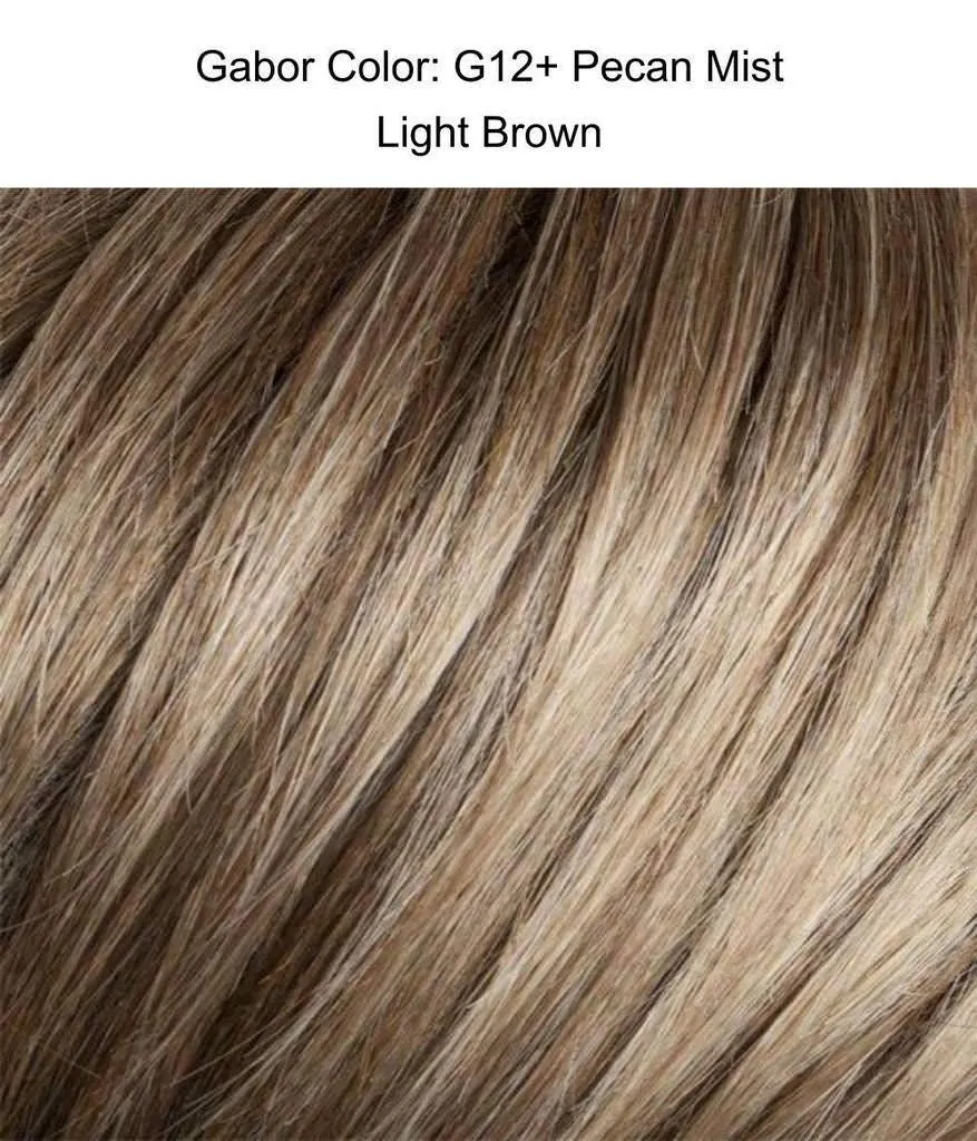 Instinct Wig Avg Large Cap Color G12  Pecan Mist - Gabor Wigs 3.5" Short Collar Length Shag Wavy Layers Synthetic Capless Bundle MaxWigs Hairloss Booklet