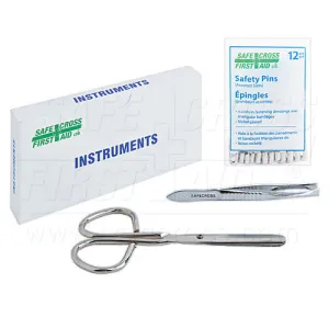 Instruments Kit, Scissors, Splinter Forceps & Safety Pins