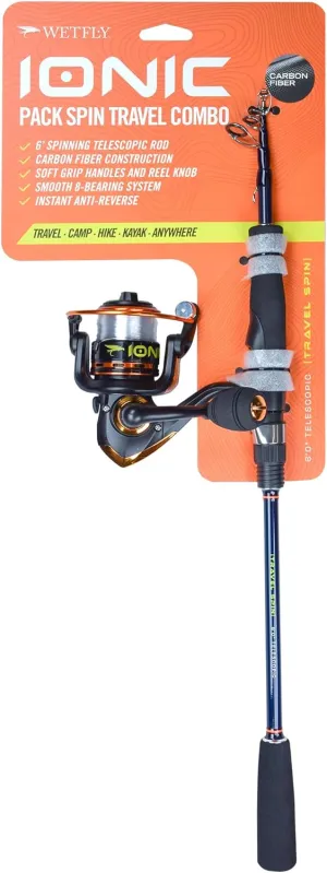 Ionic Fly/Spin Carbon Fiber Fishing Rod Combo - All-in-One Hybrid Kit for Fly & Spin Anglers