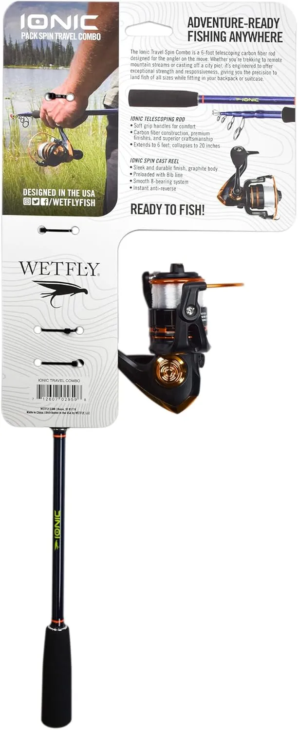 Ionic Fly/Spin Carbon Fiber Fishing Rod Combo - All-in-One Hybrid Kit for Fly & Spin Anglers