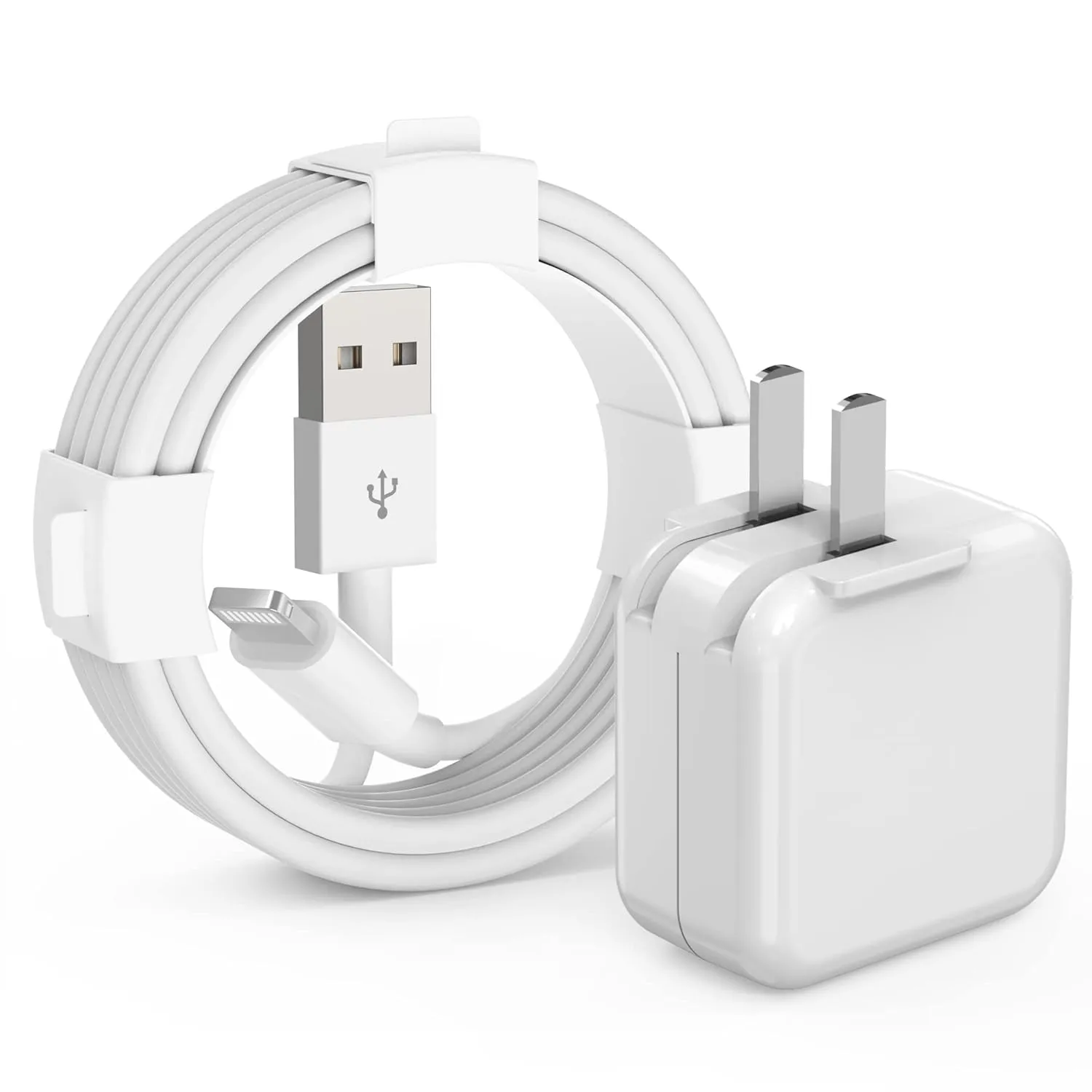 iPad Charger, iPhone Charging Cord 10 FT MFI Certified, 12W USB Wall Charger Foldable Portable Travel Plug with Long USB A to Lightning Cable for iPad 4/5/6/7/8/9,Pad Mini 1/2/3/4/5,Air 1/2/3, iPhone