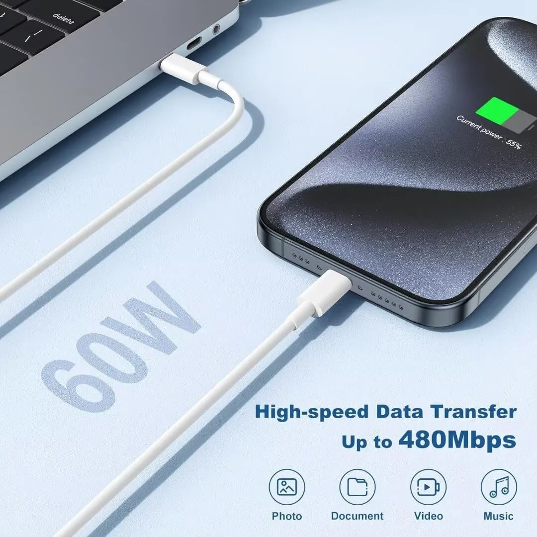iPhone 16/15 Charger, USB C Charger, 2-Pack 20W Type C Fast Wall Charge Power Adapter, 6FT 60W USB-C to C Cable for iPhone 16/15 Pro/15 Pro Max, iPad Pro 12.9/11 inch, New iPad Air 5/4th, AirPods Pro