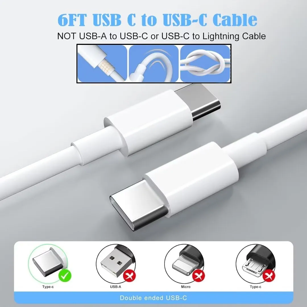iPhone 16/15 Charger, USB C Charger, 2-Pack 20W Type C Fast Wall Charge Power Adapter, 6FT 60W USB-C to C Cable for iPhone 16/15 Pro/15 Pro Max, iPad Pro 12.9/11 inch, New iPad Air 5/4th, AirPods Pro