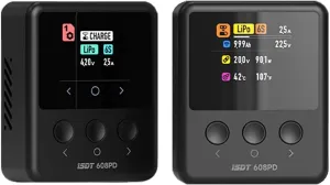 ISDT 608PD Lipo Battery Charger Discharger, PD 140W DC 240W/10A Dual Mode Input, Smart RC Battery Balance Charger for 2~6S Lithium LiHv LiIon Life NiMH Ni-Cd/Pb,with LCD Display,Phone Control