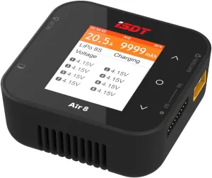 ISDT Air8 Lipo Battery Charger, Balance Charger Discharger 20A 500W DC 1-8S LCD Display Digital Smart Battery Balance Charger Li-Po Li-Hv Li-Ion Li-Fe NiMH Ni-Cd Pb