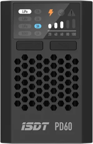 ISDT PD60S XT60 Connector 60W 6A Battery Balance Charger Type-C Input for 1-4S Lipo Battery，Life, Lilon, LiHv/Pb/NiMH Battery - XT60