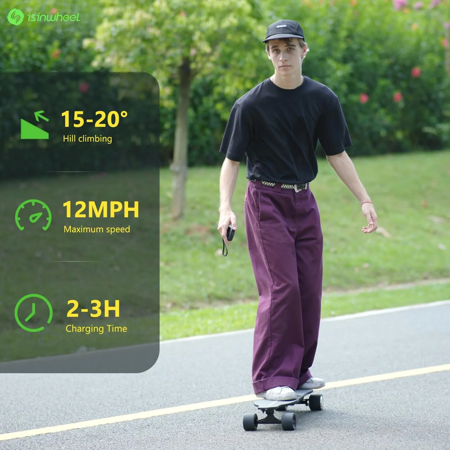 isinwheel V4/V6/V6pro/V8/V10 Electric Skateboard with Remote, 250W/450W/500W/1200W/3000W Brushless Motor, 9Mph/12Mph/30 Mph /32Mph Top Speed, Electric Longboard for Adults ＆Teens
