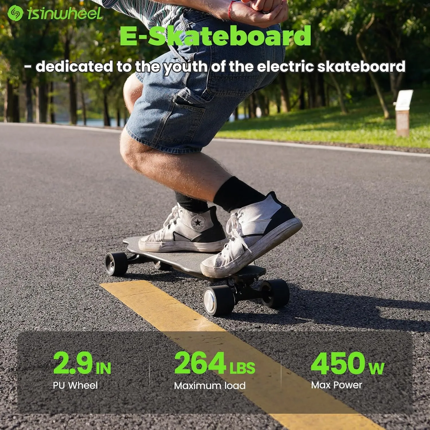 isinwheel V4/V6/V6pro/V8/V10 Electric Skateboard with Remote, 250W/450W/500W/1200W/3000W Brushless Motor, 9Mph/12Mph/30 Mph /32Mph Top Speed, Electric Longboard for Adults ＆Teens