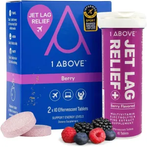 Jet Lag Relief Tablets - Berry-Flavored Effervescent Multivitamin with Pycnogenol Travel Supplement for Hydration, Energy, Immune Support and Faster Recovery - Flight Essential, 20 Tablets