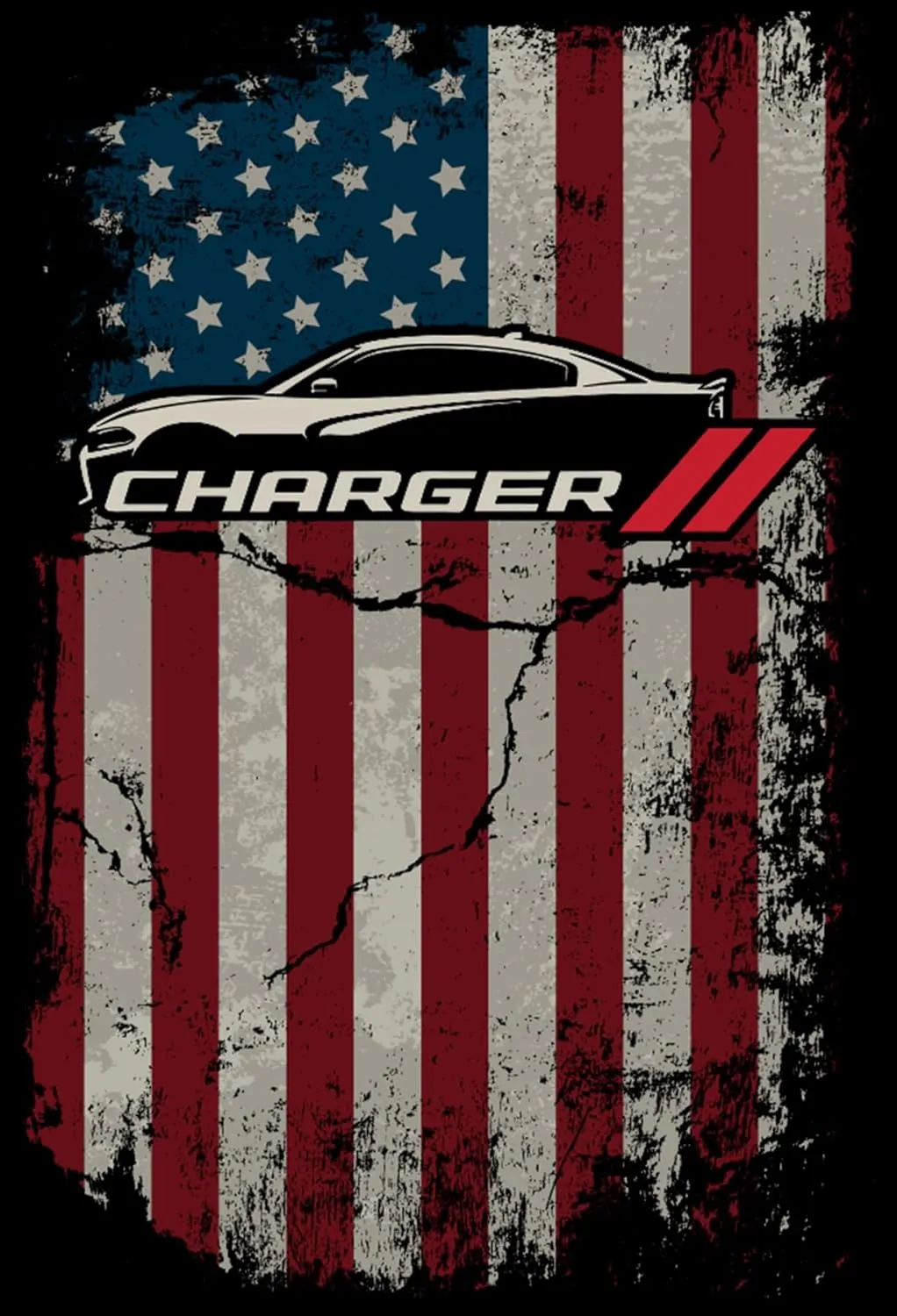 JH DESIGN GROUP Men's Dodge Charger Pullover Hoodie American Flag 2 Sided Sweatshirt