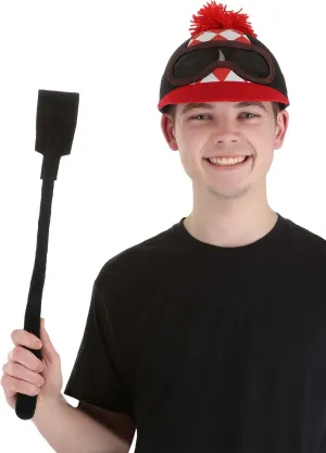 Jockey Costume Accessory Kit for Adults - Hat with Goggles and Riding Crop, Adjustable Fit