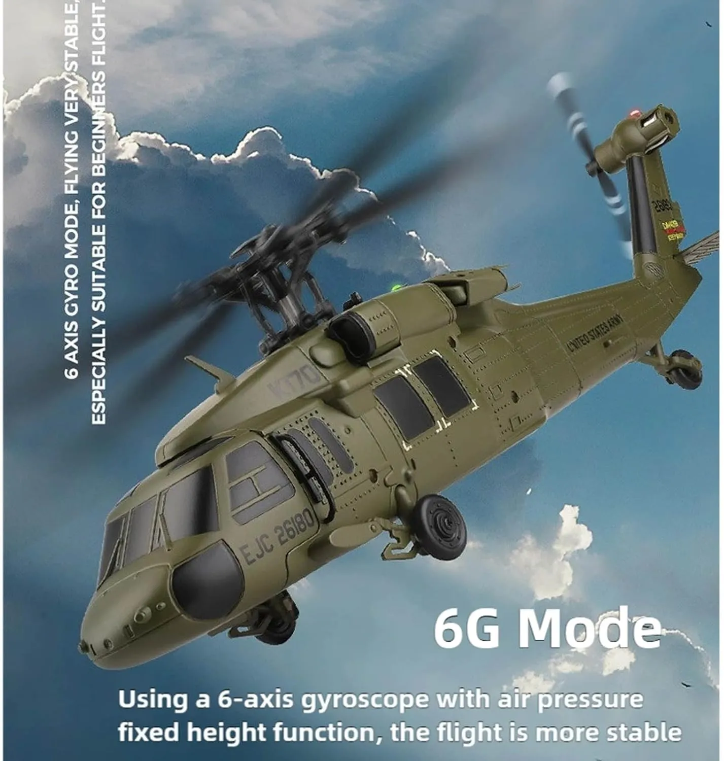 k170 uh60l Remote Controlled Helicopter,Remote Controlled Helicopter for Adults Beginners， 2.4Ghz 4CH 6-Axis GyroscopeRC Helicopters，with Simulated Tarmac (1 Batteries)