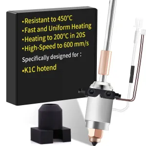 K1C Ceramic Heating Block kit: Compatible with Creality K1 Max/K1C 3D Printer Hotend, Supports High Flow/High-Speed Printing, High Temp 350°C, fit with PLA, ABS, PETG, TPU Filaments, by SAPLUSREPRAP