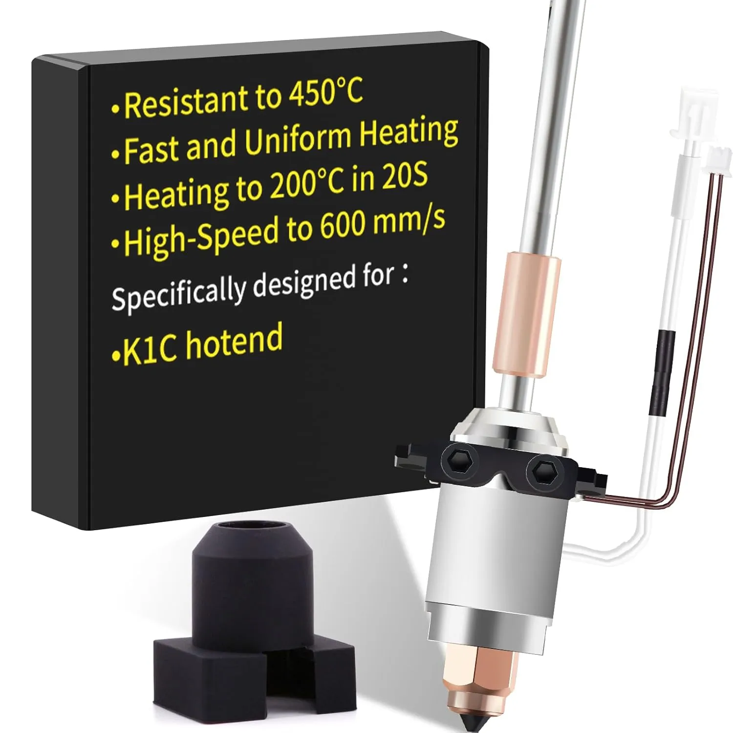 K1C Ceramic Heating Block kit: Compatible with Creality K1 Max/K1C 3D Printer Hotend, Supports High Flow/High-Speed Printing, High Temp 350°C, fit with PLA, ABS, PETG, TPU Filaments, by SAPLUSREPRAP
