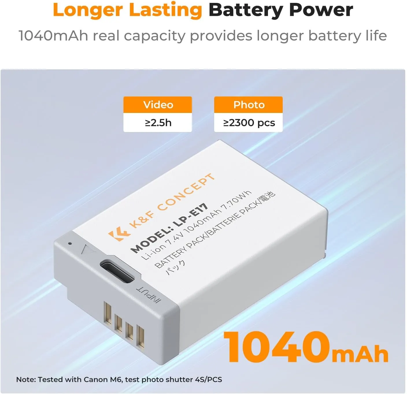 K&F Concept 2-Pack LP-E17 Battery USB-C Fast Charging R50 Battery for Canon EOS R100 R10 R50 RP R8, Rebel T8i T7i T6i T6s SL2 SL3 EOS M3, M5, M6, EOS 200D 77D 750D 760D 800D 8000D