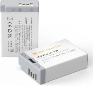 K&F Concept 2-Pack LP-E17 Battery USB-C Fast Charging R50 Battery for Canon EOS R100 R10 R50 RP R8, Rebel T8i T7i T6i T6s SL2 SL3 EOS M3, M5, M6, EOS 200D 77D 750D 760D 800D 8000D