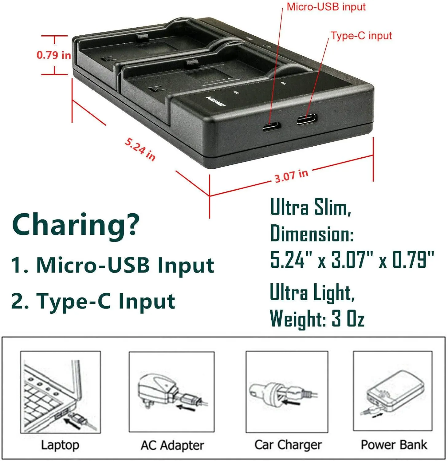 Kastar 1-Pack Battery and LTD2 USB Charger Replacement for Phase One P30 Plus P30 , Phase One P40, Phase One P40 Plus P40 , Phase One P45, Phase One P45 Plus P45 , Phase One P65
