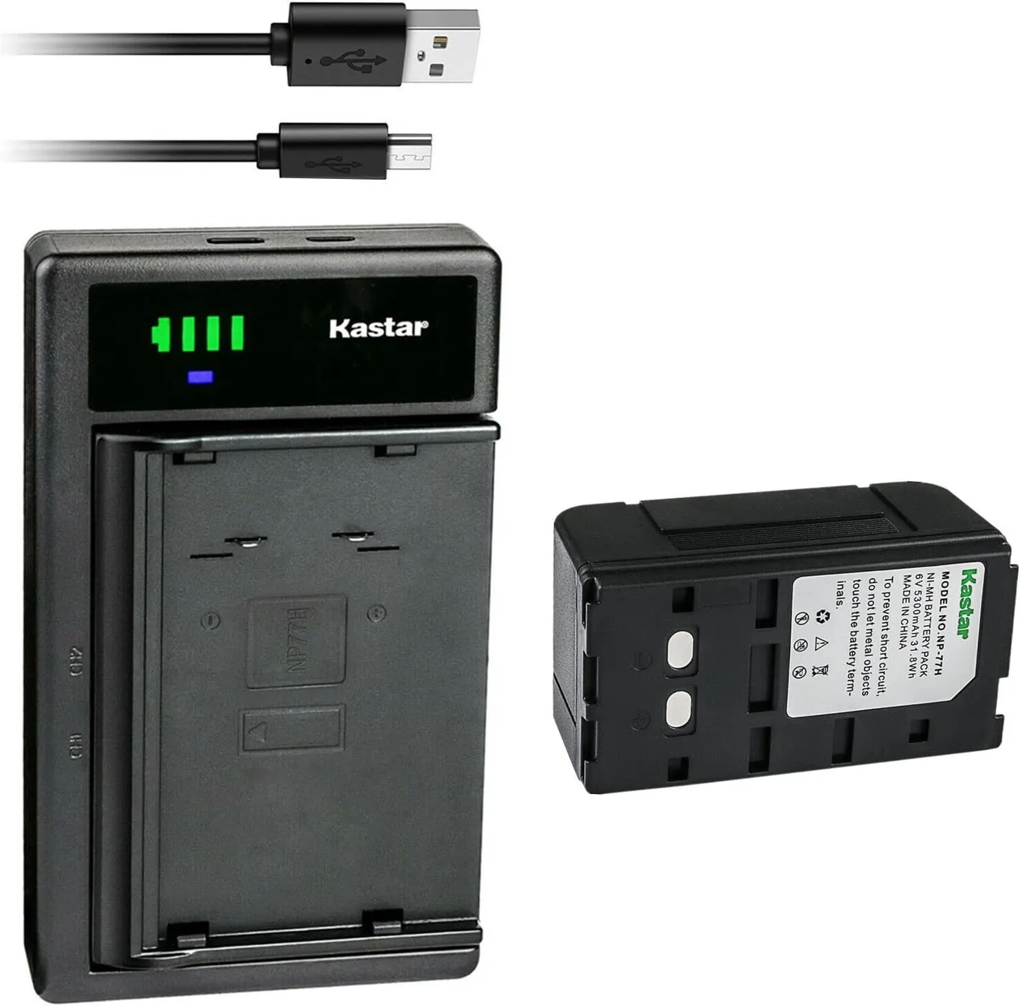 Kastar 1-Pack NP-77H Battery and LTD2 USB Charger Compatible with Sony CCD-V88 CCD-V88E CCD-V9 CCD-V900 CCD-V900E CCD-V90E CCD-V95E CCD-V99 CCD-V9E, MVC-2000 MVC-5000, Sony XV SeriesXV-M30 XV-MH30