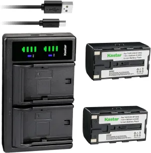 Kastar 2-Pack Battery and LTD2 USB Charger Replacement for Topcon BT-60Q, BT-61Q, BT-62Q, BT-65Q, BT-66Q, GMS-2 Survey Instrument Total Station Battery, Topcon BC-30, BC-30D, BT-30 Charger