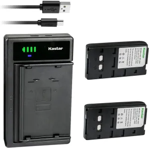 Kastar 2-Pack NP-55H Battery and LTD2 USB Charger Compatible with Sony CCD-V88 CCD-V88E CCD-V9 CCD-V900 CCD-V900E CCD-V90E CCD-V95E CCD-V99 CCD-V9E, MVC-2000 MVC-5000, Sony XV SeriesXV-M30 XV-MH30