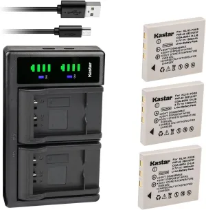 Kastar 3-Pack Battery and LTD2 USB Charger Replacement for Vivitar DVR-560G Vivicam 3660 Vivicam 7388 Vivicam 7388S Vivicam 7500i, Praktica Luxmedia 12-03 6015 8503 8403 8303 LB-5030 LM 8403 LM 8503