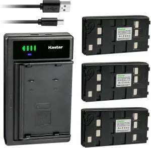 Kastar 3-Pack Battery and Smart USB Charger Compatible with Sony CCD-V Series CCD-V88 CCD-V88E CCD-V9 CCD-V900 CCD-V900E CCD-V90E CCD-V95E CCD-V99 CCD-V9E, Sony MVC SeriesMVC-2000 MVC-5000