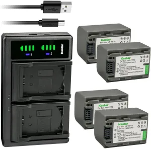 Kastar 4-Pack Battery NP-FP70/FP71 and LTD2 USB Charger Compatible with Sony NP-FP30, NP-FP50 NP-FP51, NP-FP60, NP-FP70 NP-FP71, NP-FP90 NP-FP91 Battery, BC-TRP/TRH/TRV, BC-VH1, AC-VQH10 Charger