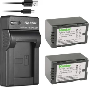 Kastar Battery (X2) & Slim USB Charger for Panasonic CGR-D16 D16S CGR-D08 D08S CGR-D14 CGR-D28 D28S, CGR-D120 CGR-D210 CGR-D220 CGR-D320 & AG Series AJ-PCS060G DZ-MX5000 NV Series PV Series VDR-M20