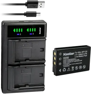 Kastar Q120 Battery and LTD2 USB Charger for FHD Bridge Camera, Zoom Q8 Recorder, Bell & Howell B35HDZ Camera