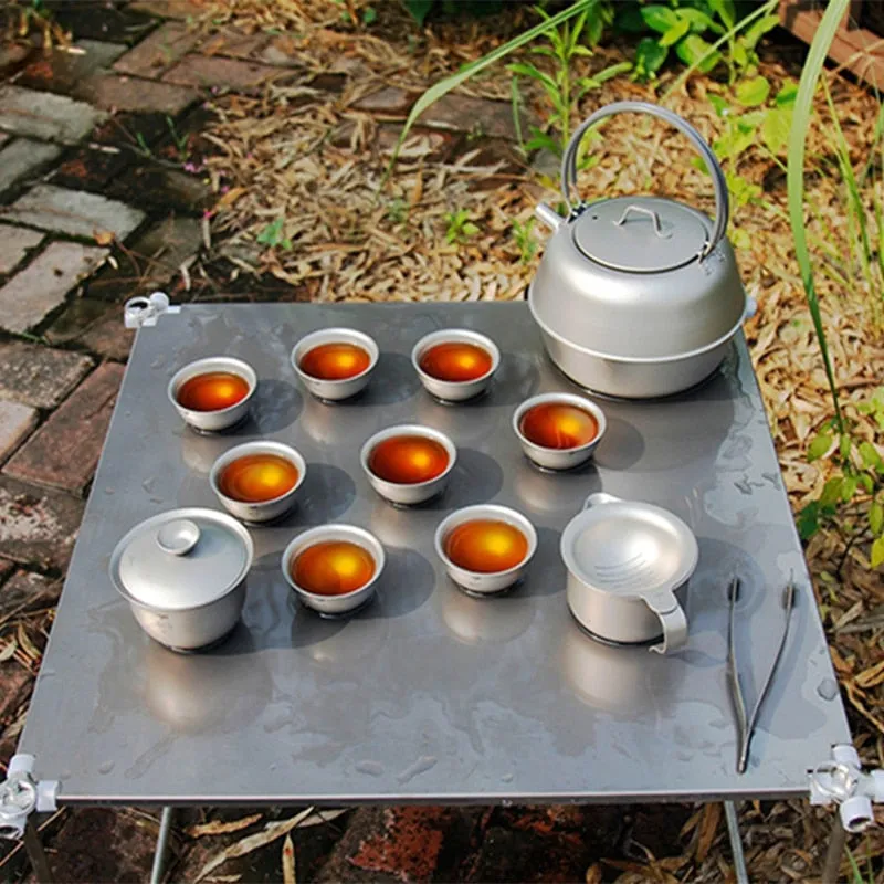 Keith Titanium Heat-resistant Double Wall Tea Cups Set Beer Coffee Cup Kettle Drinkware for Outdoor Camping Picnic Ti3930