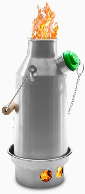 Kelly Kettle Trekker - Stainless Steel Camp Kettle - Best Camping Kettle Boils Water Fast, Uses All Natural Bio Fuel, Rehydrate Food or Cook a Meal