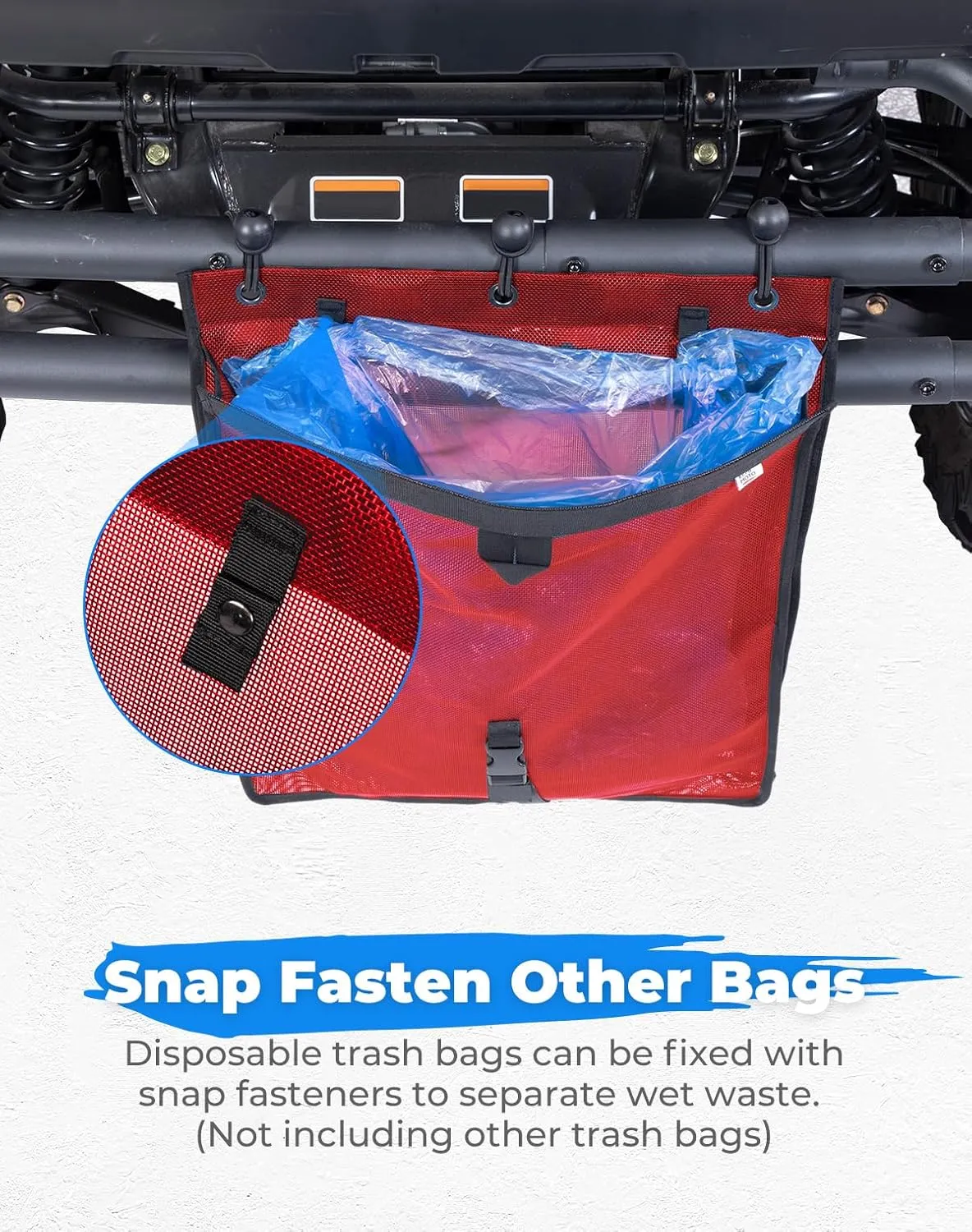 KEMIMOTO Universal Large Trash Bag for UTV ATV, Dry-Wet Trash Sack PVC Mesh Bag Universal Accessorie Compatible with Polaris RZR, Can-Am, CFMOTO, Teryx, Pioneer, Golf Cart, Off-Road-Work (Red)