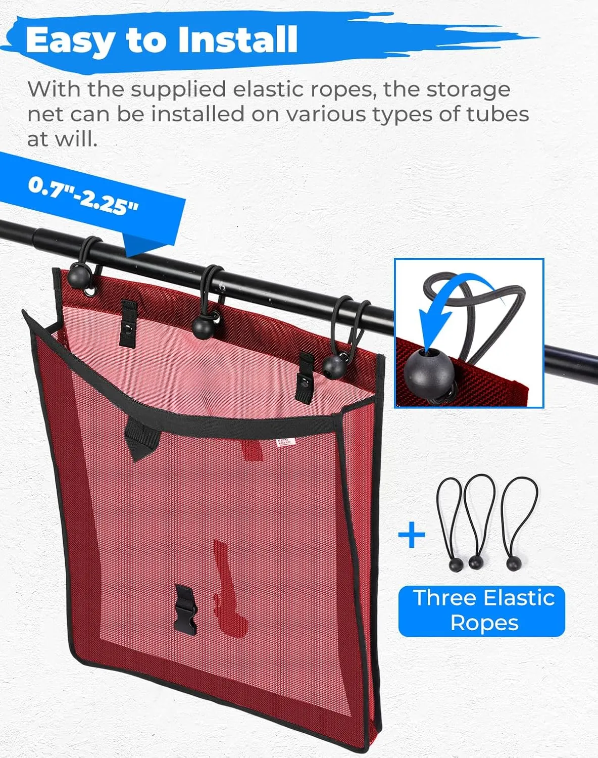 KEMIMOTO Universal Large Trash Bag for UTV ATV, Dry-Wet Trash Sack PVC Mesh Bag Universal Accessorie Compatible with Polaris RZR, Can-Am, CFMOTO, Teryx, Pioneer, Golf Cart, Off-Road-Work (Red)