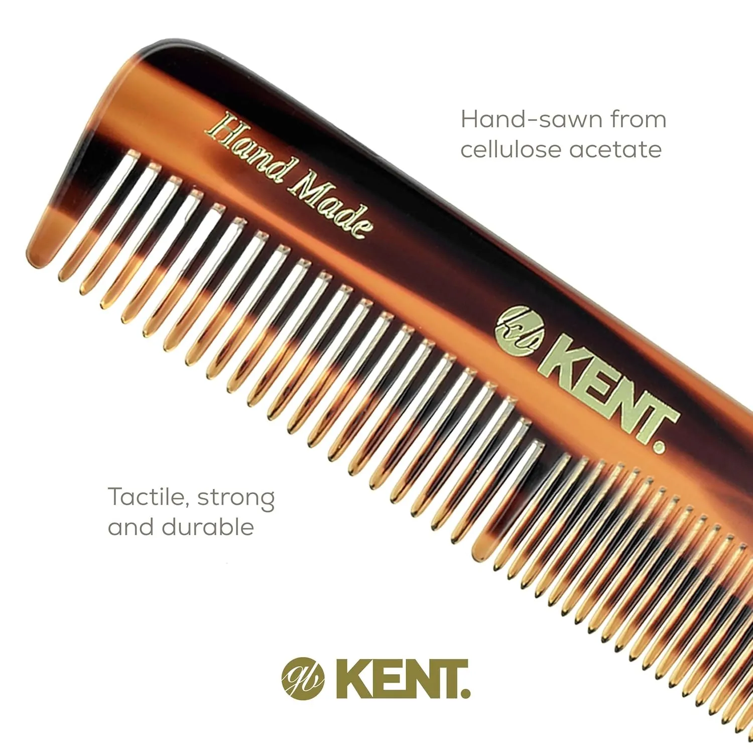 Kent OT Pocket Comb - 4.4" Fine and Wide Tooth Handmade Hair Comb for Men, Travel, Beard, Mustache, Women and Kids - Saw Cut and Hand Polished