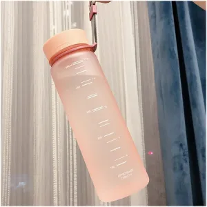 kettles Matte Texture Water Bottles with Portable Rope,Wide Mouth,Sports Bottle With Time Marker,Plastic Large Cups-Leak Proof Fitness canteen(C)