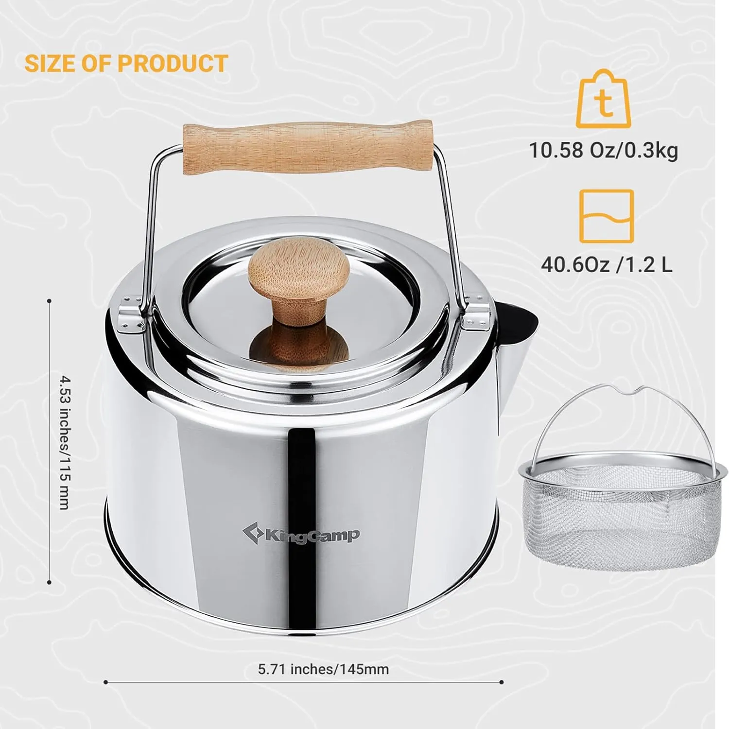 KingCamp Camping Cookware Set 304 Stainless Steel Campfire Cooking Pots Pan and Kettle with Travel Tote Bag for Camping Outdoor Kitchen Cooking Picnic for 4-6
