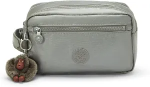 Kipling Women's amalfi Pouch, Moon Grey Metallic, 9 L x 5.5 H 5 D US