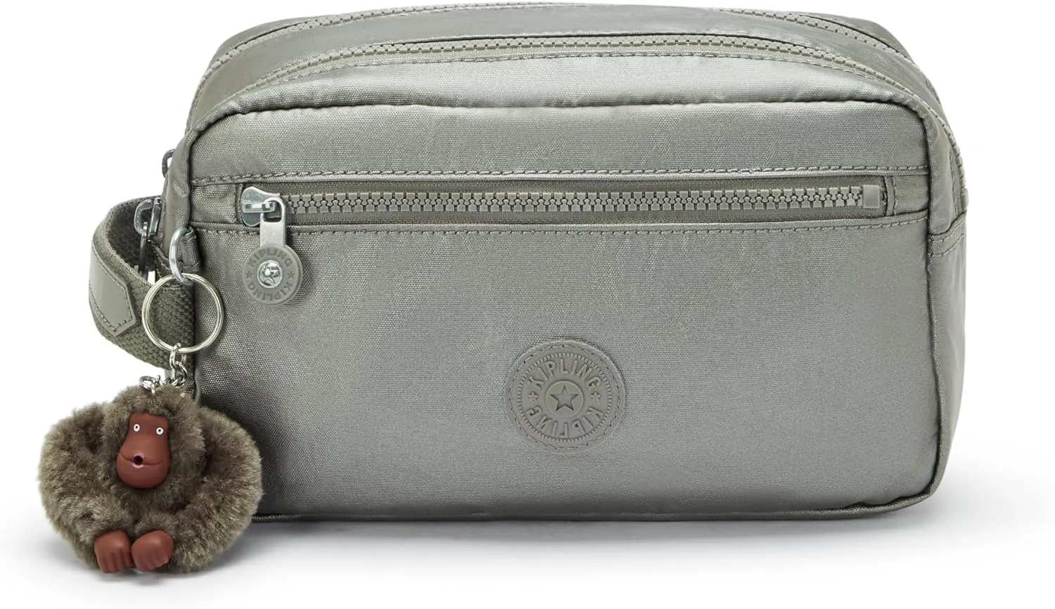Kipling Women's amalfi Pouch, Moon Grey Metallic, 9 L x 5.5 H 5 D US