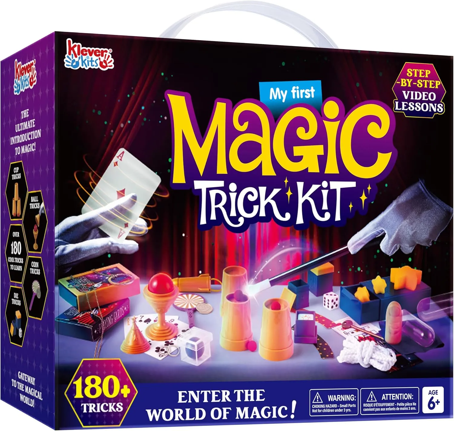 Klever Kits 180  Magic Set- My First Magic Trick Kit- Amazing Magician Toy with Step-by-Step Video Lessons, for Kids Aged 6  Easy Tricks of Wand and Illusion Cards