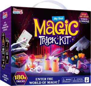 Klever Kits 180  Magic Set- My First Magic Trick Kit- Amazing Magician Toy with Step-by-Step Video Lessons, for Kids Aged 6  Easy Tricks of Wand and Illusion Cards
