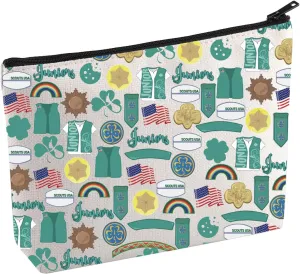 KUIYAI Junior Girl Scout Cosmetic Bag Scout Makeup Bag Scoutmaster Gift Girl Troop Survival Kit Scouting Gift (JuniorScouM)